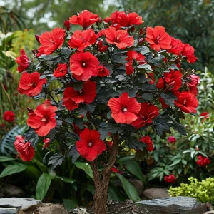 Гибискус Миднайт Роуз купить по цене от 269р. в интернет-магазине «Посадика» с доставкой почтой в в Московскийе и по всей России – [изображение №1].