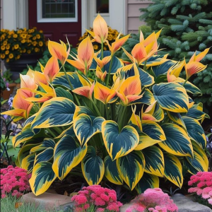 Хоста Флейм Данс купить по цене от 650р. в интернет-магазине «Посадика» с доставкой почтой в в Московскийе и по всей России – [изображение №1].